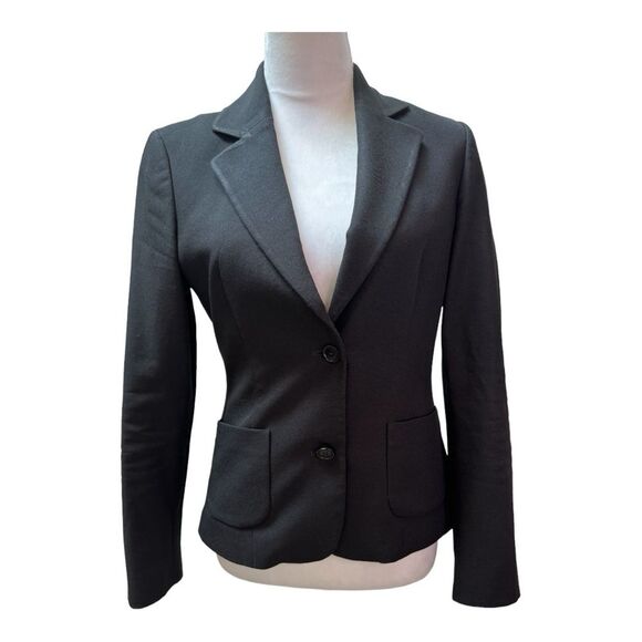 Black‎ Two Button Blazer Classic Fitted Career Office Jacket - Picture 1 of 9